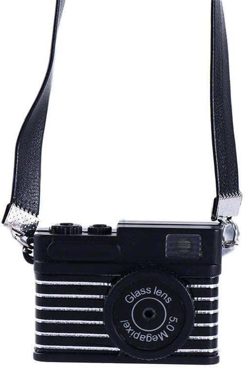 Miniatura 7 de Mini cámara negra para muñecas, cámara digital réflex digital en miniatura, estilo vintage, plástico, escala 112, tema retro, accesorio para casa de