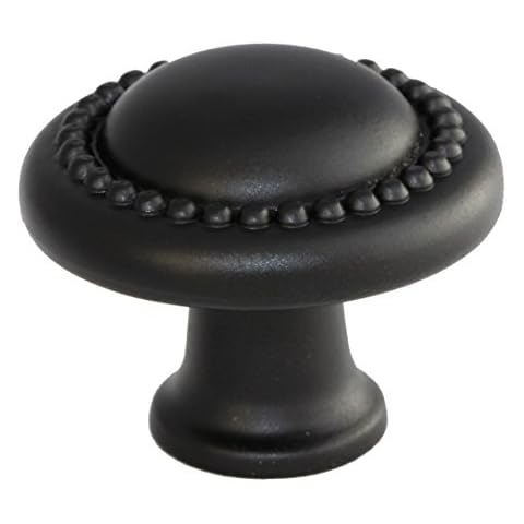 GlideRite Hardware 5222-MB-1 Type Round Beaded Cabinet Knob, 1.25", Matte Black Finish Cover