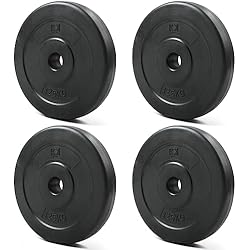 Discos Pesas 1 Pulgada KK Juego de discos de pesas de vinilo de 1 pulgada. 2 discos de peso de 2,5 kg, 5 kg o 10 kg. Discos de mancuernas para entrenamiento en casa o gimnasio o levantamiento de pesas. (4 x 1,25 kg)