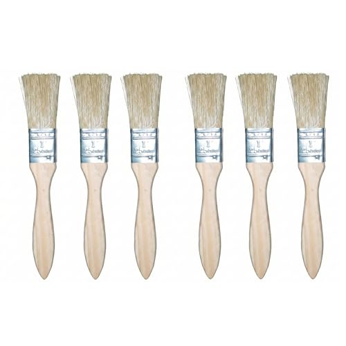 GRANDCORE 6 Pack 1 Inch Chip Paint Brushes Low Shedding Nylon Bristles with Wood Handles Durable Utility Flat Brushes for Stains, Varnish, Glue, Gesso, and Crafts