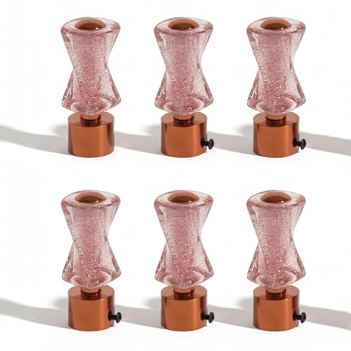 Image of Atlantic Curtain Rod Finials Set of 6, Decorative Textured Resin Finials with Rose Gold Finish for Standard Drapery Rods