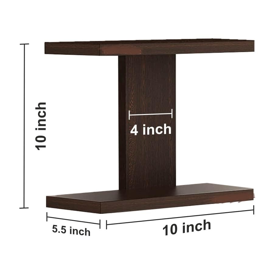 Image of I Shape Wall Shelf Engineered Wooden Brown Finish Floating Stylish Wall Mounted Set Top Box Stand and Book Shelves Home Decorative Items (Pack of 1, Brown)