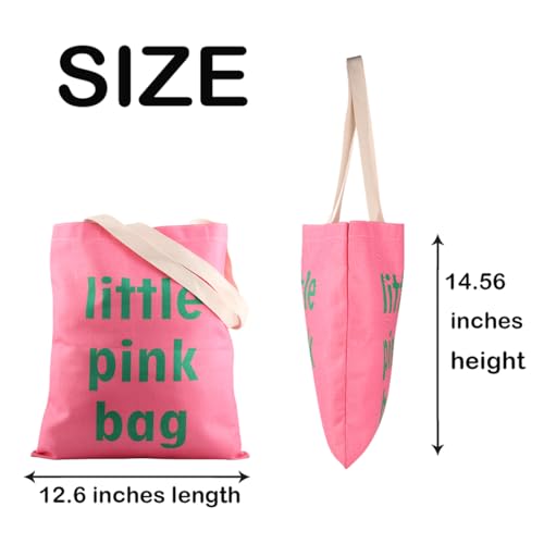 Bolsa Tote Rosa Divertida y Verde para Compras miniatura 3
