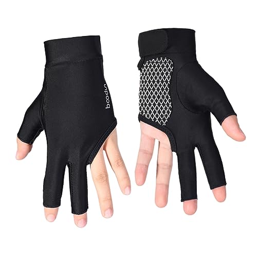 BRIGHTFUFU Comfy 3 Fingers Billiard Glove Snooker Glove Black Neoprene Right/Left Hand