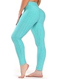 RIOJOY Damen Push Up Leggings - High Waist Anti Cellulite Leggins Scrunch Butt Po Lifting Sporthose Yogahose, Türkis S