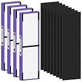FLT4850PT HEPA Filter B Replacement for AC4825, AC4300, AC4900, AC4825DLX, AC4850, CDAP4500, AP2200 Air Purifier, 4 H13 True HEPA Filters + 8 Activated Carbon Pre-Filters, Pet Pure Version, Purple