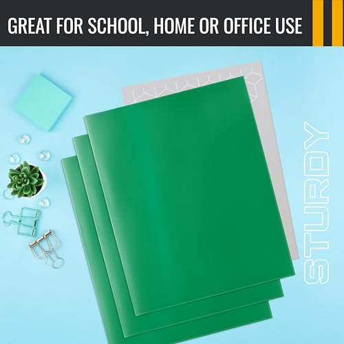 Image of Better Office Products 2 Pocket Glossy Laminated Green Paper Folders, Letter Size, 25 Pack, Green Paper Portfolios, Box of 25
