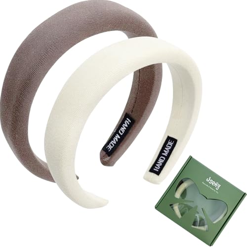 Jseng 2Packs Knotted Headbands for Women - Neutral Padded Headbands- Wide Headbands Thick Hair Bands for Stylish Comfortable Hair Accessory