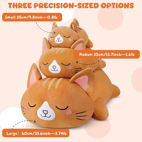Image of TOYSYM Weighted Stuffed Animals Cat, Orange Cat Plush with Weighted Beads, Cute Cat Plushie Pillow Gifts for Adults Kids Boys Girls