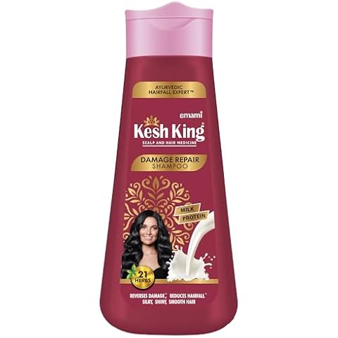 KESH KING Damage Repair Shampoo | with Milk Protein & 21 Ayurvedic Herbs | Reduces Hairfall | Nourishes Hair Roots | Provides Soft & Smooth Hairs | 11.49 Fl Oz/340 ml Cover