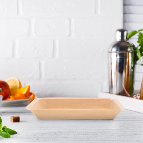 Platos de papel rectangulares kraft para barbacoa en paquete de 50 unidades de un solo uso 6