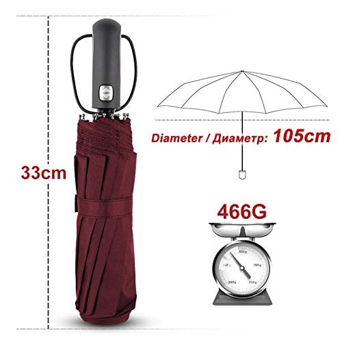Preisvergleich Produktbild Golfschirme Stockschirme Stockschirme Automatische windabweisende Regenschirm Regen Frauen Holzmaserung Leder Biegen und geraden Griff Business Outdoor Männer Umbrella-B-RED