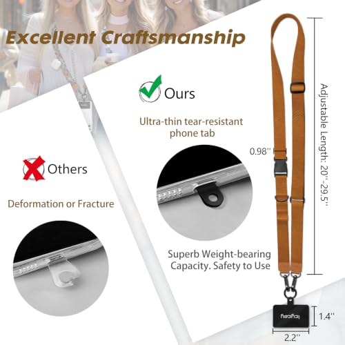 Image of Icycay Phone Lanyard Crossbody Strap Adjustable Teacher Women Golden Brown | for Cell Phone Case Keys ID Badges, Anti Theft, Multifuctional, Neck Phone Holder, Travel Hiking Essential Accessories, Gifts