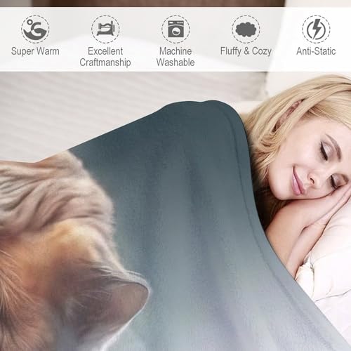 Couverture jeté flannel chat grand format pour sieste sur sofa - 4