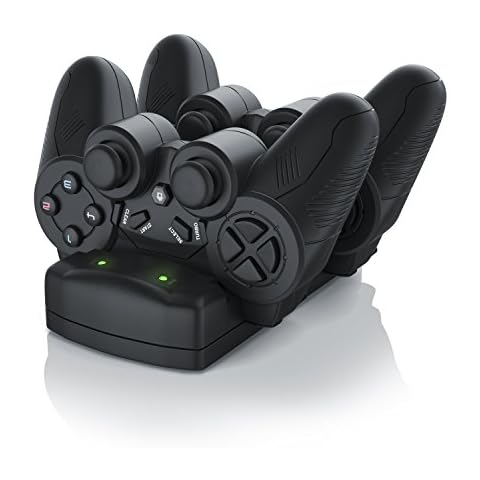 CSL - Gamepad Schnellladestation für Playstation 3 PS Move und PS4 - Dual Controller Charger Ladegerät Docking-Station Dual Charging Station mit Netzteil - LED-Statusanzeige Cover