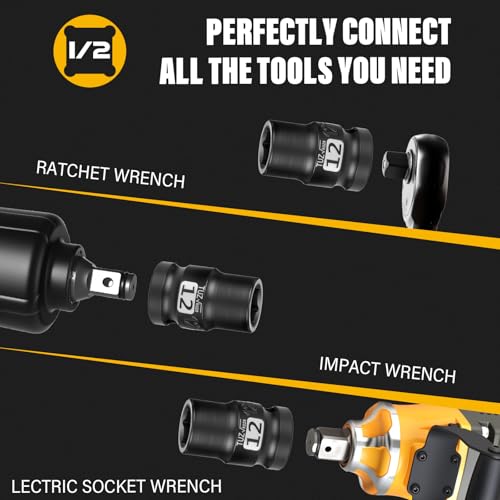 Image of 1 /2 Inch Drive 12mm Shalllow Metric 6 Point CR-MO Impact Socket | Radius Corner Design,Square Chamfered Opening,Axle Nut Impact Grade Socket for Easy Removal