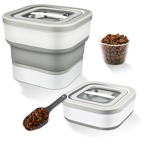 Muibe Dog Food Storage Container, Dog Food Storage Container 15 Lbs Capacity, Collapsible Airtight Dog Food Containers With Clear Lid, Measuring Cups, For Dogs,Cat,Rice Grain Storage Containers #TOP1