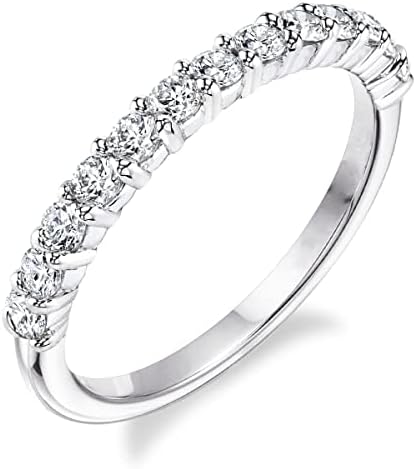Sizeron 2mm Moissanite Wedding Bands For Women Brilliant Round Half Eternity Promise Ring Size 6