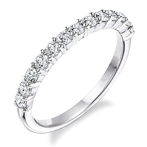 Sizeron 2Mm Moissanite Wedding Bands For Women Brilliant Round Half Eternity Promise Ring Size 6 #TOP3
