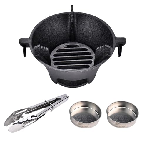 Parrilla de carbón de hierro fundido Estufa de barbacoa japonesa Parrilla de barbacoa portátil horno de cocina al aire libre 25,5 cm (19,5 cm)