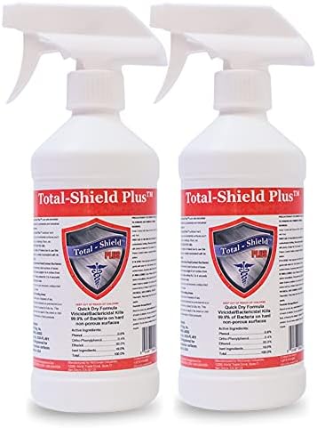 Total-Shield Plus Disinfectant Spray 24 Hour Antibacterial Spray (2 16oz Bottles) Lemon Scented