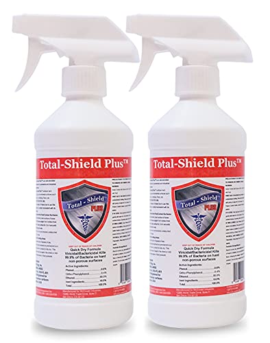 Total-Shield Plus Multi-Purpose Disinfectant Spray, 24 Hour Antibacterial, Lemon Scented, (2 Pack) 16 fl oz
