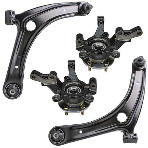 Image of Detroit Axle - Front Steering Knuckles and Wheel Hub Bearings Lower Control Arms w /Ball Joints for Rear Drum 2007-2012 Dodge Caliber 2008 2009 2010 2011 Replacement