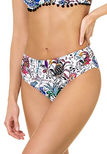 Maillot de bain bikini pour femme coupe haute et slip à volants style island resort