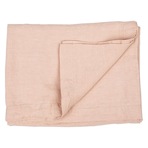 Linenme Stone Washed Tablecloth, 67 By 67", Rosa #TOP1
