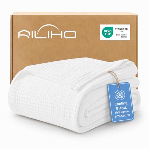 Cooling Muslin Blankets for Hot Sleepers King Size, 20% Rayon