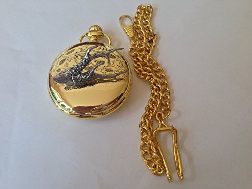 Montre de poche gousset homme A12 Trophée Roe or poli avec mouvement quartz Sheffield et coffret