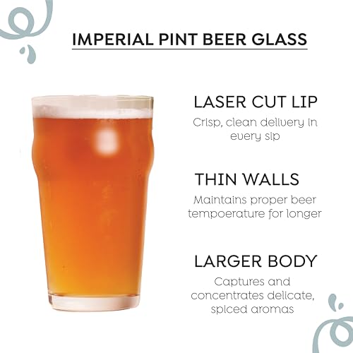 Image of Sipologie Imperial Pint Beer Glass 570Ml, Set Of 2 - Classic British Style Beer Mug - Great For Gifting, Transparent