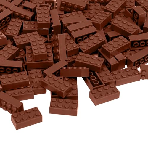 Unirolic Classic Building Bricks, 200 Piece 2x4 Building Blocks STEM Creative Building Toys Compatible with All Major Brands, MOC Building Bricks DIY Play Set for Kids Age 6+ (Brown)