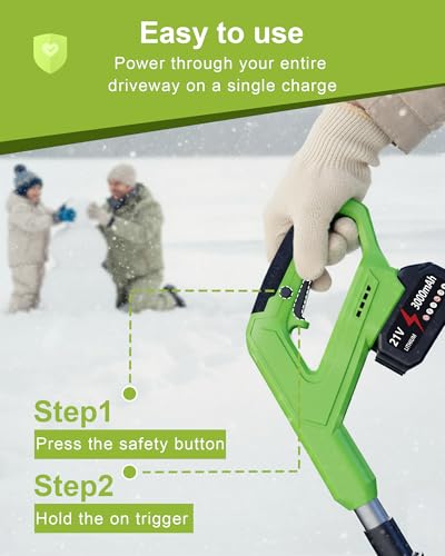 DEGGE Electric Cordless Snow Shovel, 2X 3.0Ah/ 21V/ 12-Inch Battery Snow Blower with Directional Plate & Adjustable Front Handle, Snow Removal for Driveway Sidewalk, Steps, Patio (Charger Included)