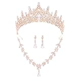 Feltent Gold Tiaras and Crowns Jewelry Set for Women Tiaras Earrings and Necklace for Wedding Rhinestone Crystal Bridal Jewelry Sets for Costume Birthday Party Prom Gifts
