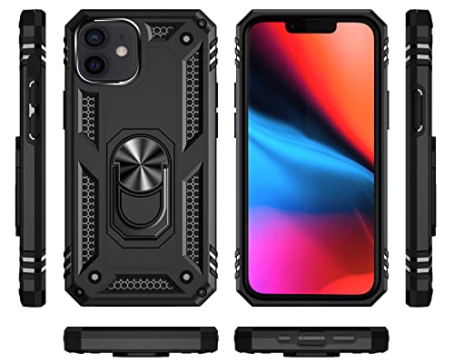 Addit Phone Case For Iphone 12 Mini, Military Grade Protective Iphone 12 Mini Cases Cover With Ring Car Mount Kickstand For Iphone 12 Mini 5.4" - Black #TOP2