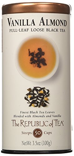 The Republic of Tea Vanilla Almond Full-Leaf Loose Black Tea 3.5 Oz Tin | Steeps 50 Cups | Caffeinated