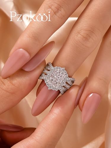 3.0 Carat Radiant Cut Insert Wedding Ring Set for Women,925 Sterling Silver 5A Cubic Zirconia Bridal Ring Set3