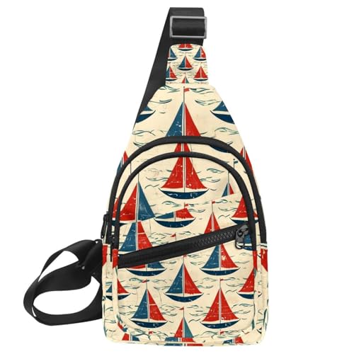Mochila de pecho para senderismo y viaje con diseño náutico unisex