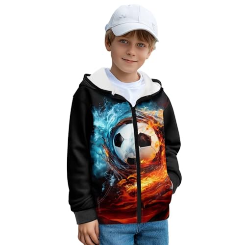 Cool Thin Fleece Zipper Hoodies for Boys Warmly Pockets Long Sleeve Sweatshirt Fashion 3D Prints Tops Fall Winter