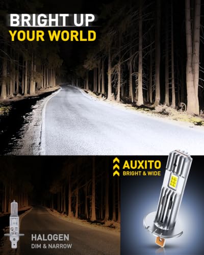 Image of AUXITO H1 Bulbs, 600% Brightness 6500K Daylight White, Mini Halogen Size