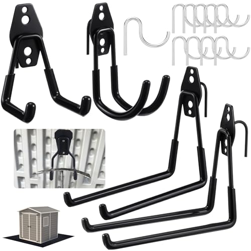 Otoolling 14 Pcs Shed Accessories Multi Purpose Shed Hooks Heavy Duty Stainless Steel Garage Tool Storage Hook Set for Organizing Tools Shovels Rakes Lawn Tools Ladders