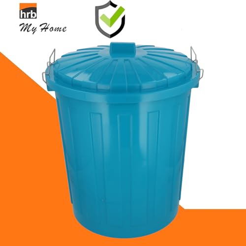 HRB Maxitonne 50 Liter Türkis, Tonne aus stabilem Hartplastik, abnehmbarer Deckel mit Verschlüssen, geeignet für Wäsche, Spielzeug oder als Mülleimer Küche