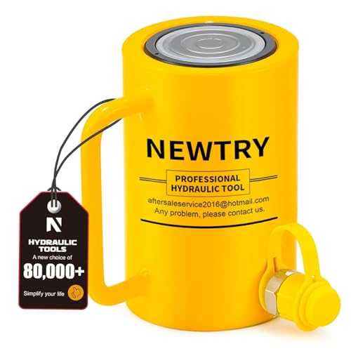 Image of NEWTRY 50 ton Hydraulic Cylinder Long Jack 4 inch Stroke Porta Power Ram Jack Lifting Cylinder Retract Automatically for Shipbuilding Bridge Construction