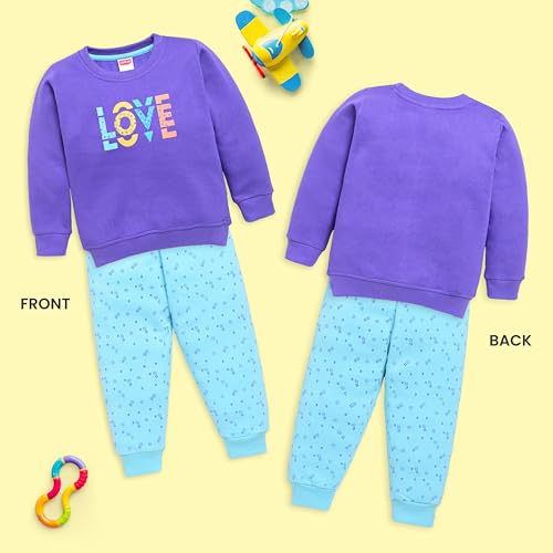 Image of LuvLap Baby Girls Full Sleeve Sweatshirt & Pyjama Set