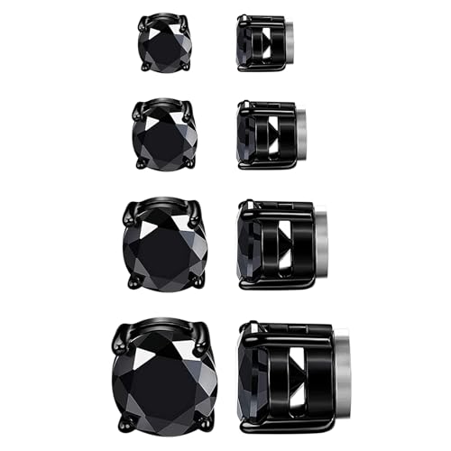 Pendientes magneticos sin agujero de acero inoxidable y circonitas para hombre y mujer