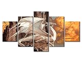 TUMOVO Living Room Wall Decor Dragon Canvas Painting Wall Art Yellow Mushroom Cloud Art Prints and P