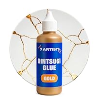 7 Artists Kintsugi Gold Glue 80 ml – Japanese Ceramic Repair Kit for Porcelain, Pottery, Glass and Bowls | DIY Kintsugi Kit for Decorative Japanese Gold Ceramic Repair