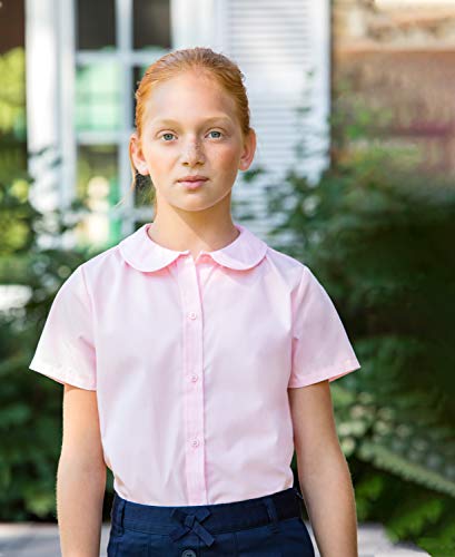 Image of French Toast Peter Pan Collar Short Sleeve Blouse (Girls Standard & Plus Sizes), Blue,
