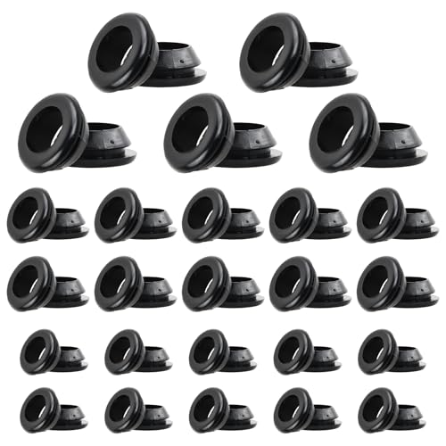 50 Pieces Black Rubber Grommets for Holes, Flexible Grommet Kit, Cable Sealing Rings for Wire Protection, Durable Rubber Grommets Set